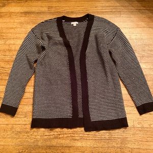 Merona black & white open front cardigan sweater